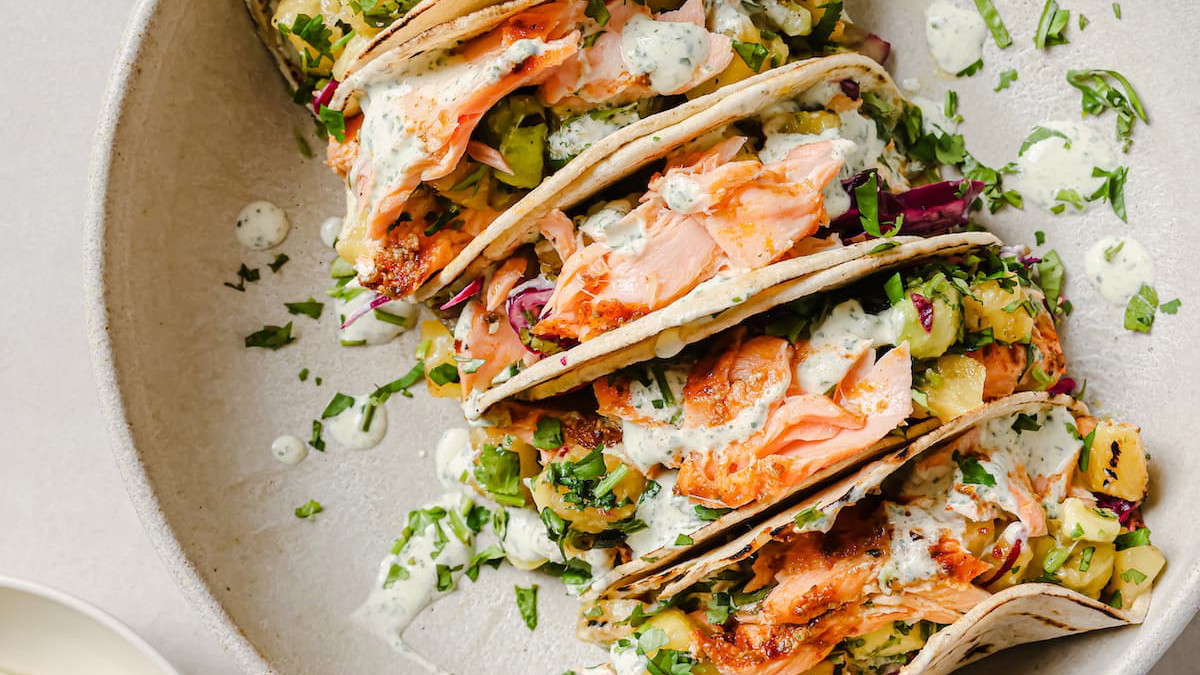 Image of Mango Salmon Tacos with Corn Salsa