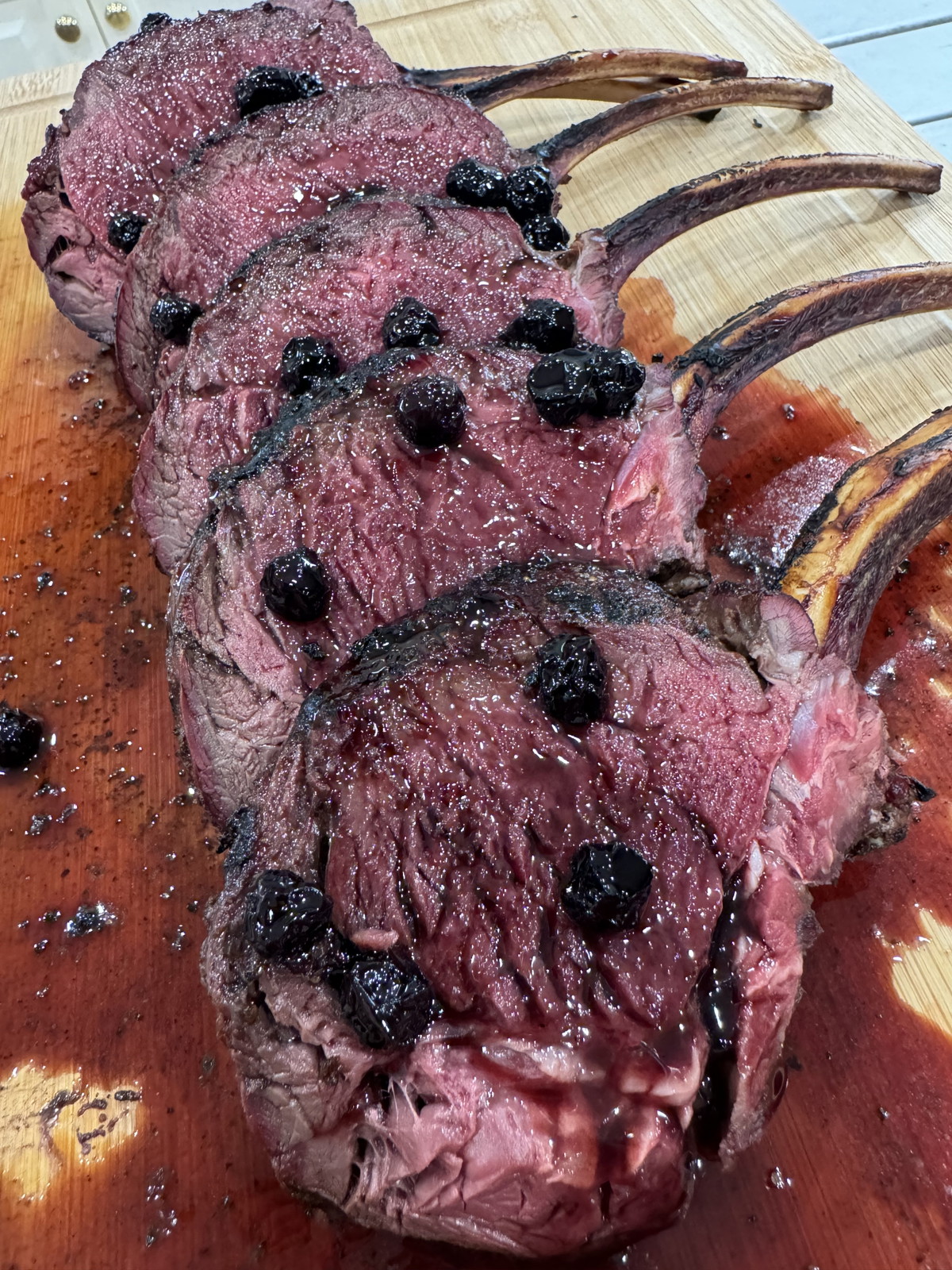 Grilled Rack of Elk with a Blueberry Glaze!