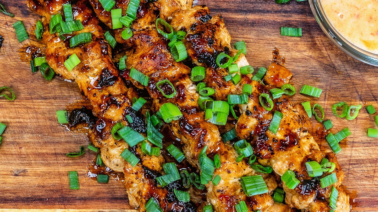 Image of Matt Hussey's Bang Bang Chicken Skewers