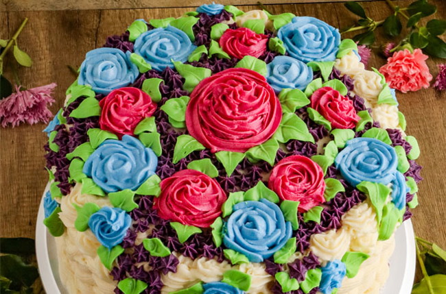 Image of Kootek Vanilla Raspberry Flower Basket Cake