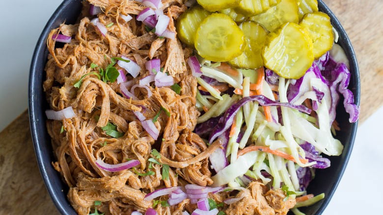 Image of BBQ Pork Chickpea Slaw Bowl