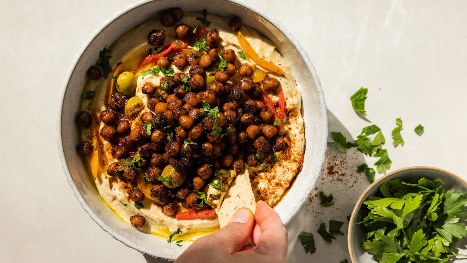 Image of Crispy Chickpeas with Hummus