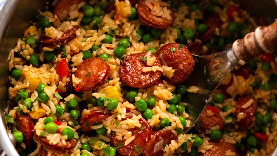 Image of Salty Bacon and Sausage Rice Bowl