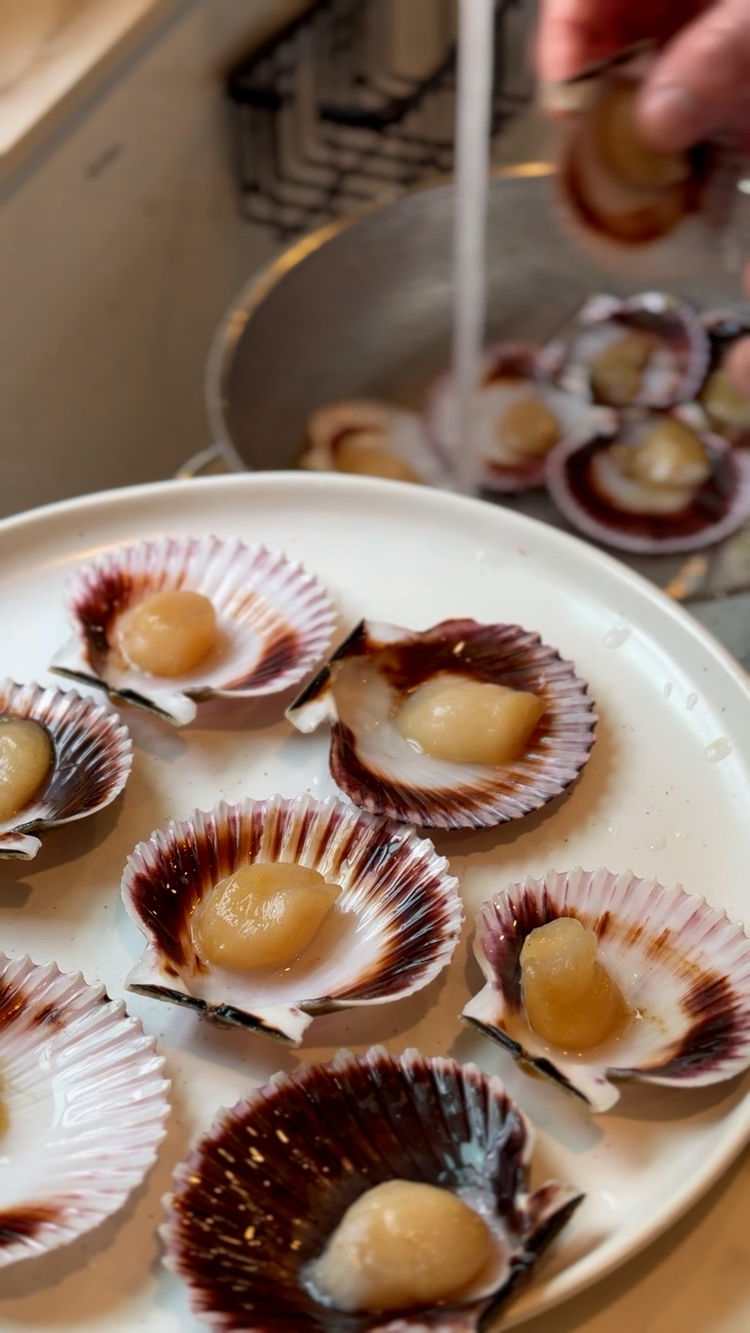 Image of After curing, rinse the scallops in cold water and throughly...