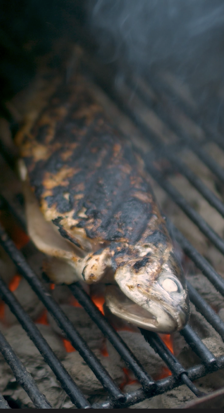 Image of Grill the fish for 5 minutes a side. Gently turn...