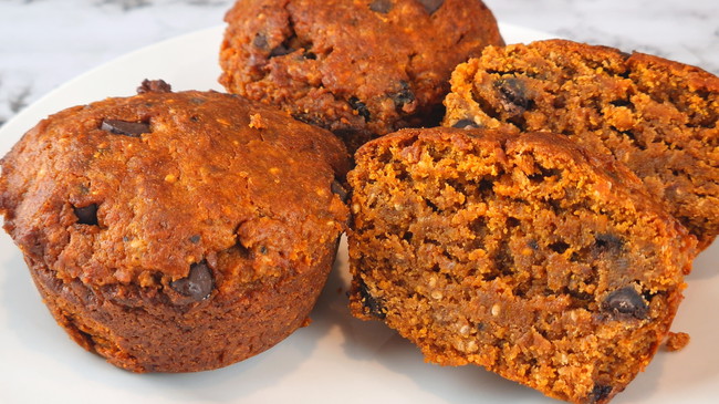 Image of Vegan Keto Pumpkin Choc Chip Muffins