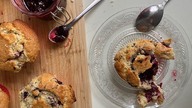 Image of Jam-Filled Blackberry Muffins