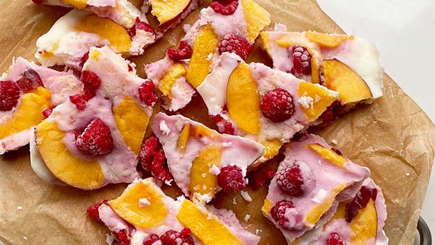 Image of Nectarine and Raspberry Yogurt Bark