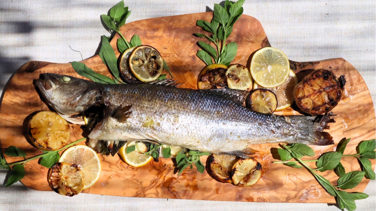 Image of Grilled Whole Fish with Lemon, Garlic, and Herbs