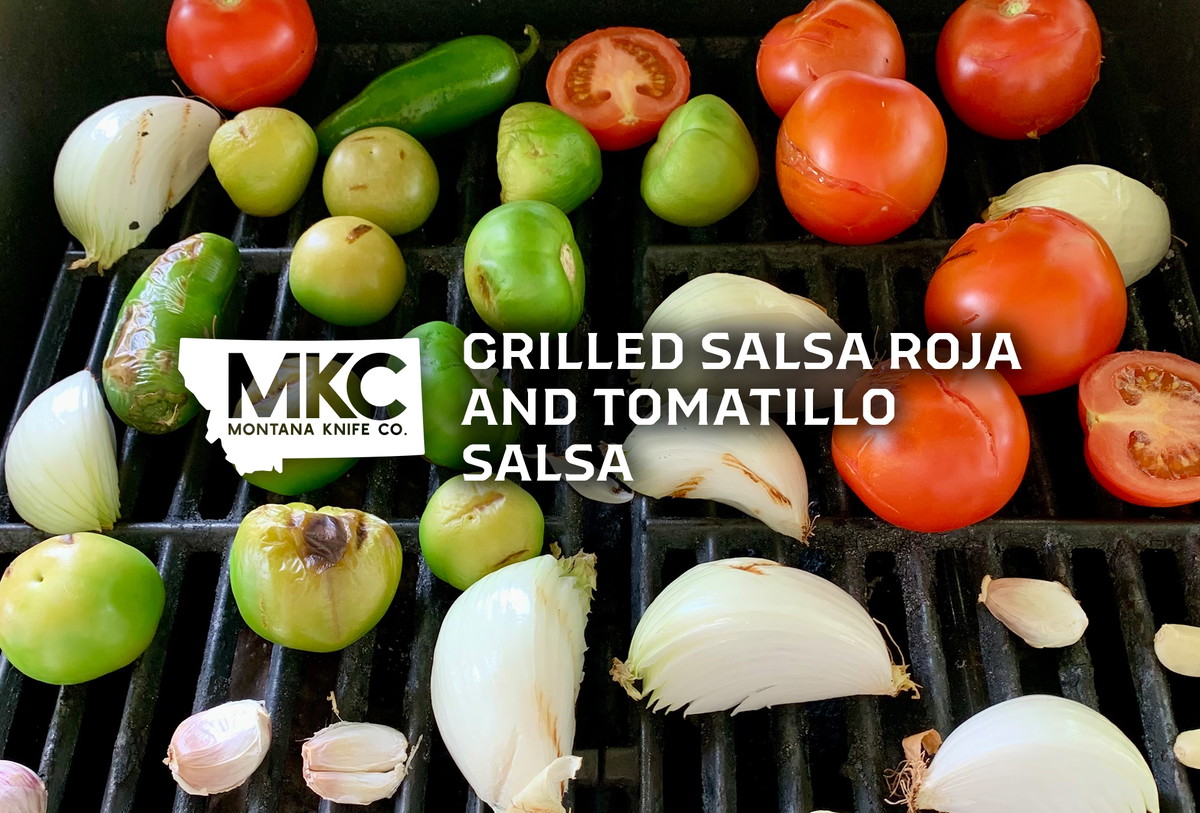 Grilled Salsa Roja and Tomatillo Salsa