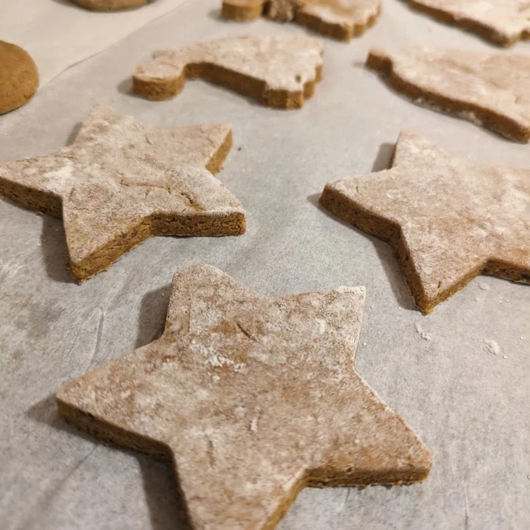 Image of Roll out the dough to a thickness of 1-2 inches and cut it into your desired shapes.