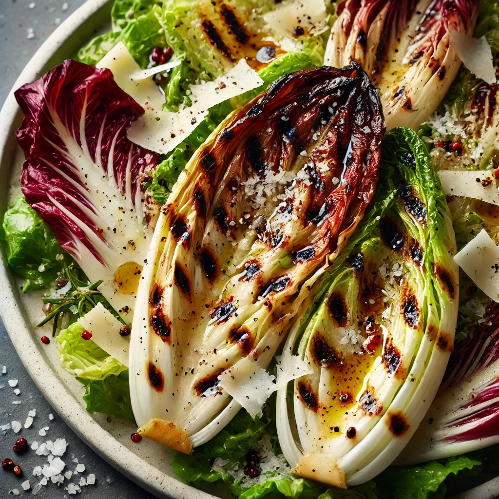 Grilled Radicchio and Romaine Salad with shaved Pecorino