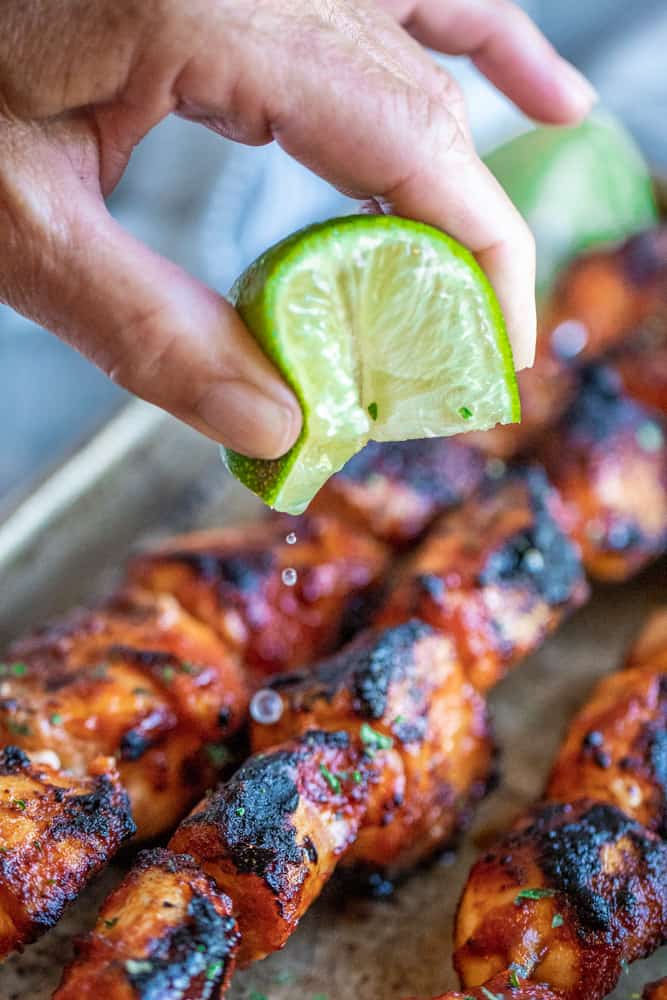 Ancho Spicy Chicken Skewers with Creamy Chipotle Dip