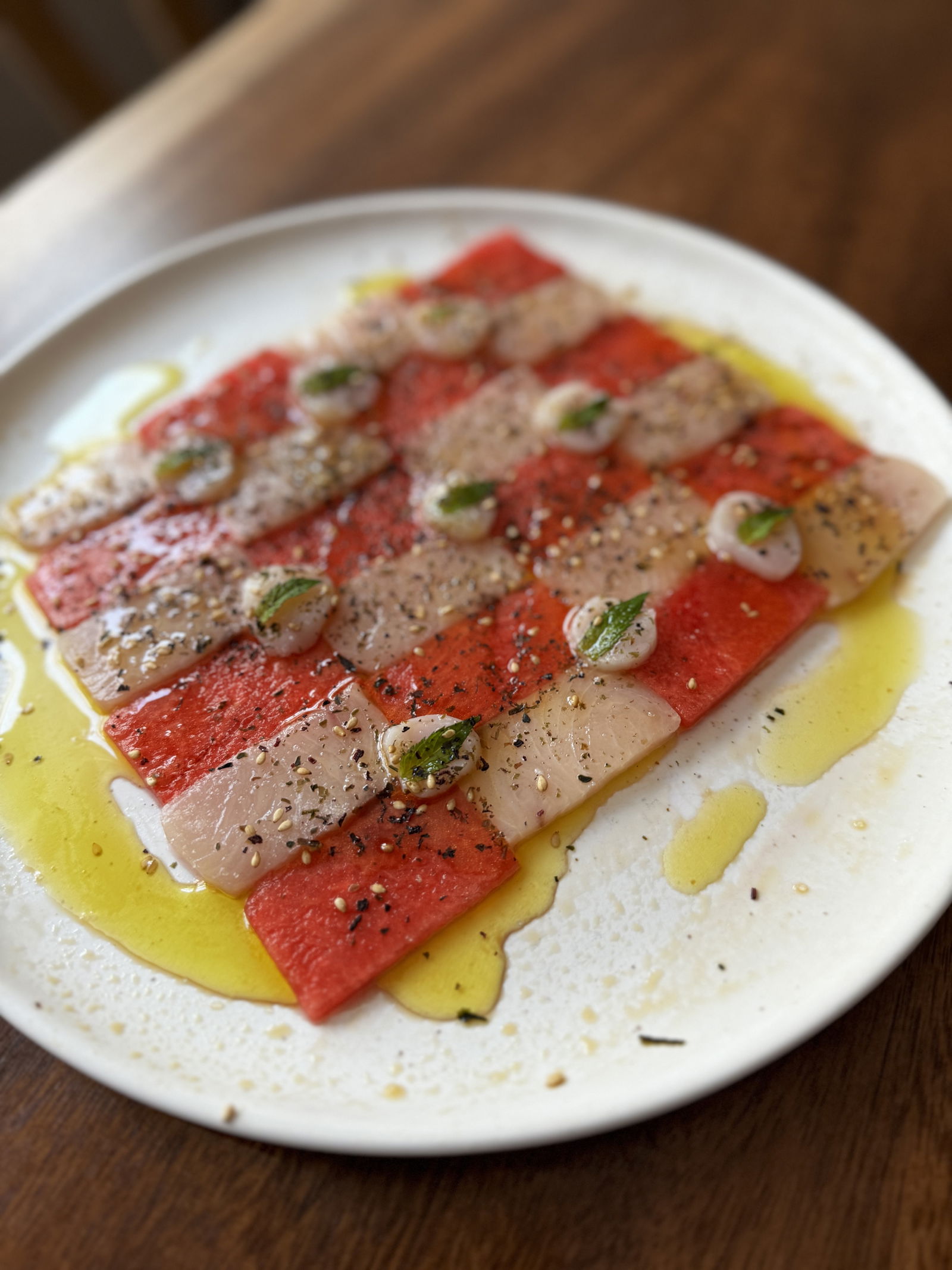 Image of Kingfish & Scallop Crudo with Watermelon