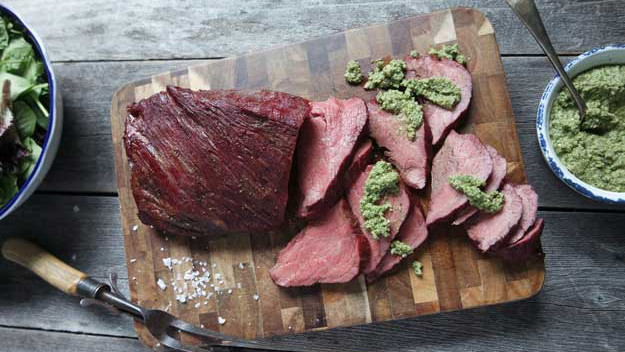 Image of Smoked Tri-Tip with Green Pipian Romesco Sauce