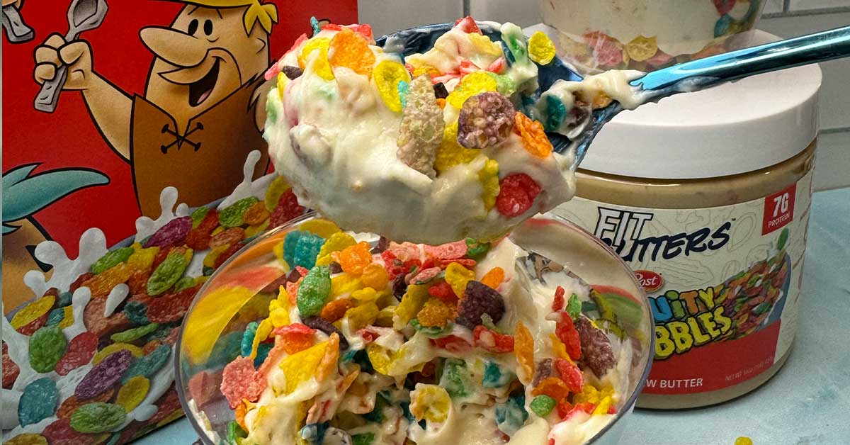 High Protein Fruity PEBBLES™ Fit Butters Cheesecake Pudding Cups