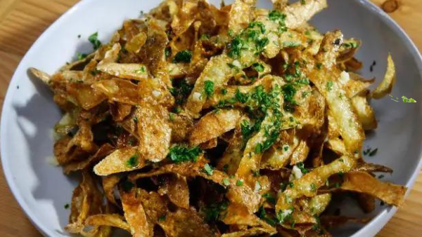 Image of Fried Potatoes Skins And Onions