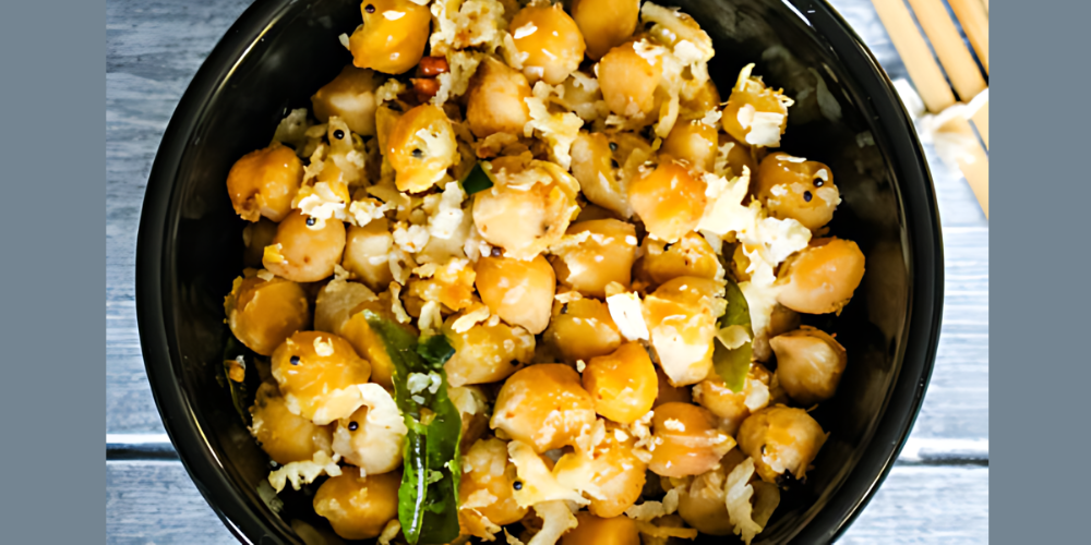 Raw Mango Chickpea Salad with Coconut Curry Masala