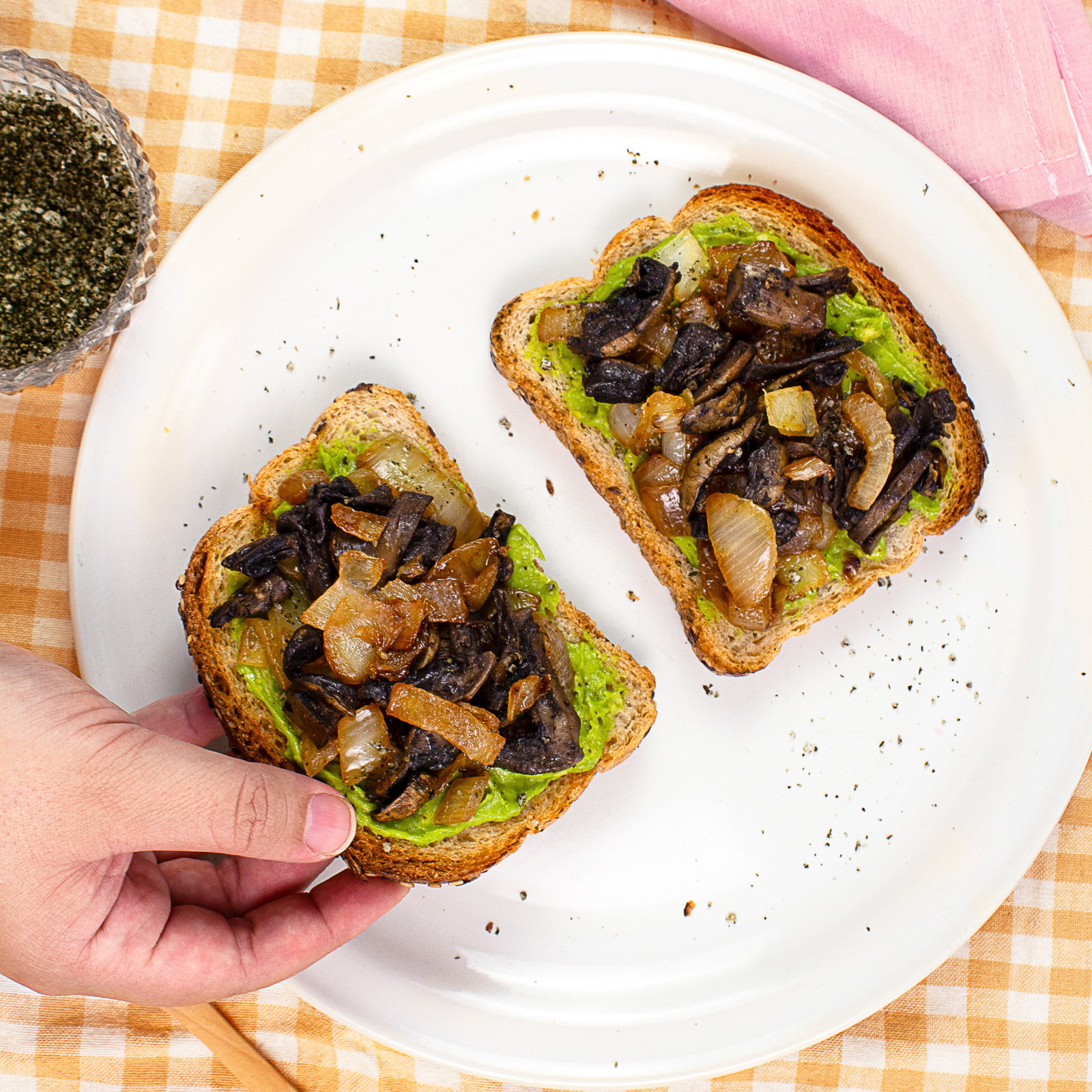 Image of Avocado Toast with Sautéed Mushrooms and Caramelized Onion