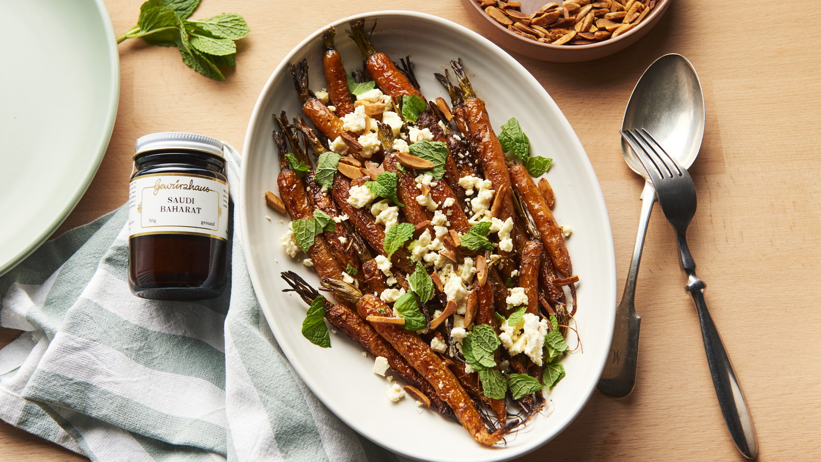 Image of Baharat Carrot Salad with Feta, Mint & Almonds