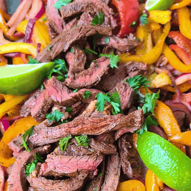 Image of Serve alongside the veggies ansd toppings, or optionally, mix the sliced steak with the grilled veggies.