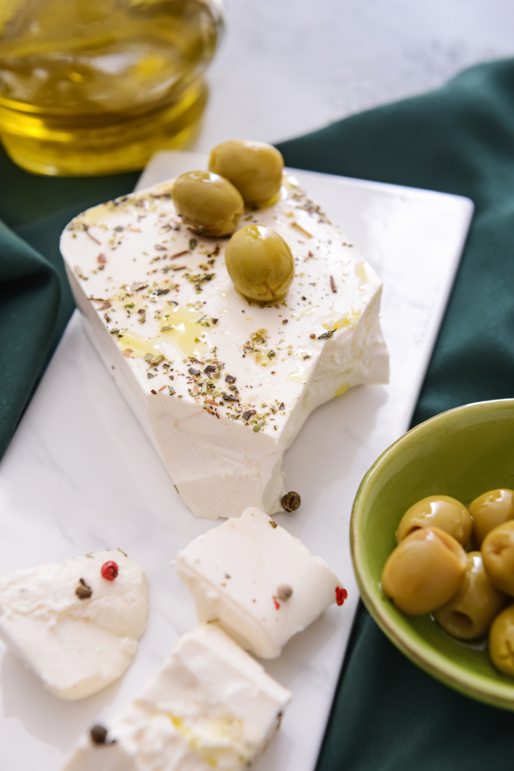 Whipped Feta & Cream Cheese with Green Olive Salsa Verde