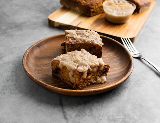 Image of Persimmon Baked Pudding with Tart Cherries and Hazelnuts