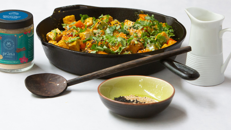 Image of Orange Sesame Tofu with Vathal Kuzhambu Podi