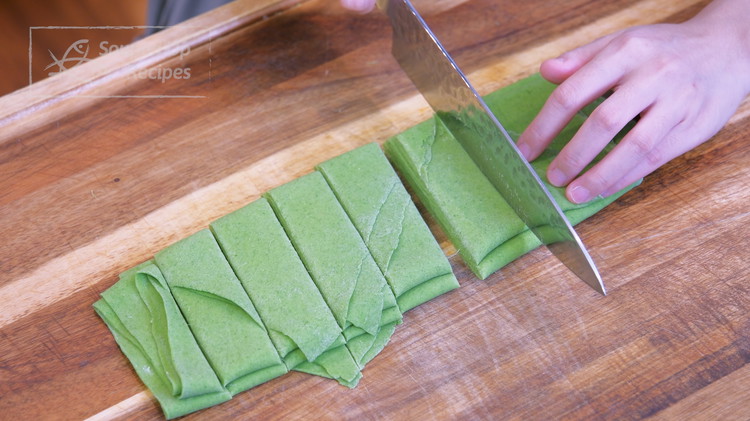 Image of Once the sheets become 1.5 mm thick, cut them into 1-inch wide ribbons; that is why it is also called belt noodles. Shaanxi is one of my favorite provinces in China, as it was the ancient capital of 13 Dynasties...