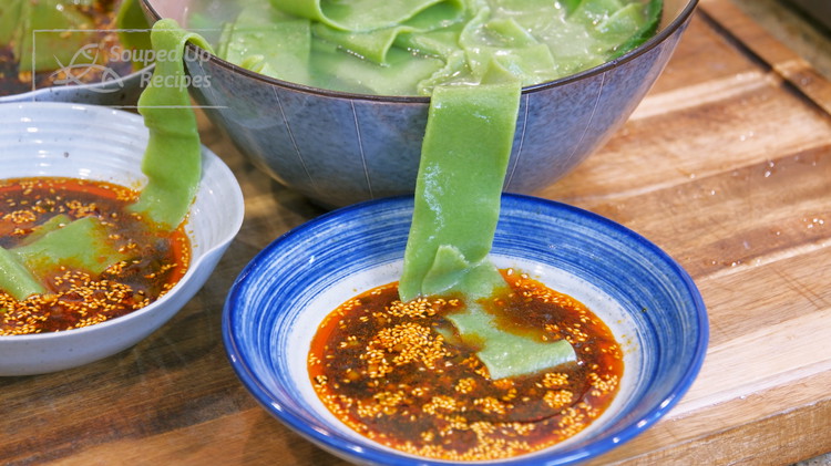 Image of To serve, drag the noodles from the big bowl, slide them into the dipping sauce, and then enjoy! If a family is serving this dish. They will share a huge bowl that is as big as a bucket so you...