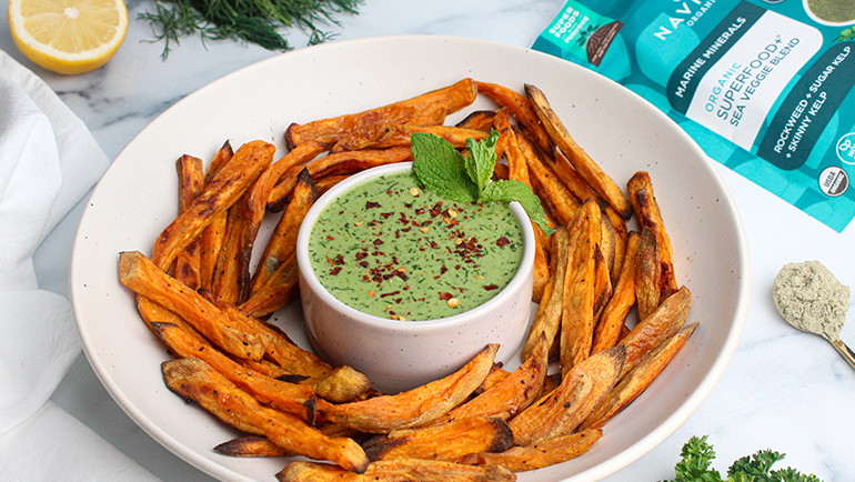 Image of Baked Sweet Potato Fries with Green Goddess Dip