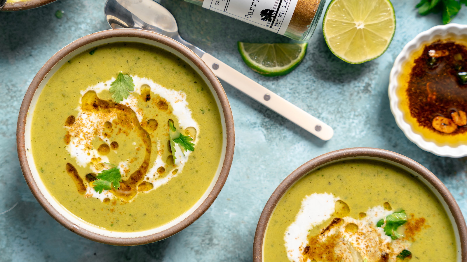 Image of Pea and Coconut Soup with Thai Curry Oil