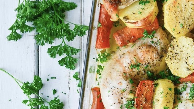 Image of Roasted Chicken with Carrots and Potatoes