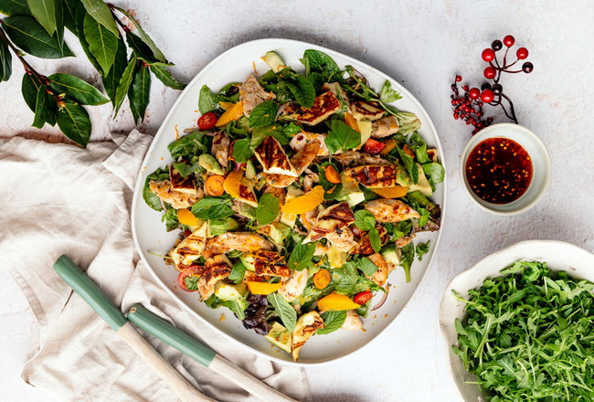 Image of Hot Honey Chicken & Halloumi Salad