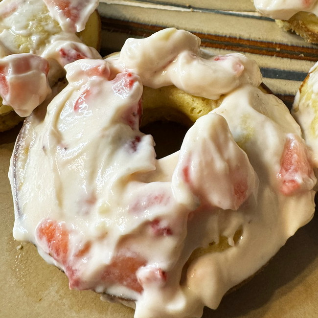 Image of Strawberry Donut Recipe with Strawberry Cream Cheese Frosting