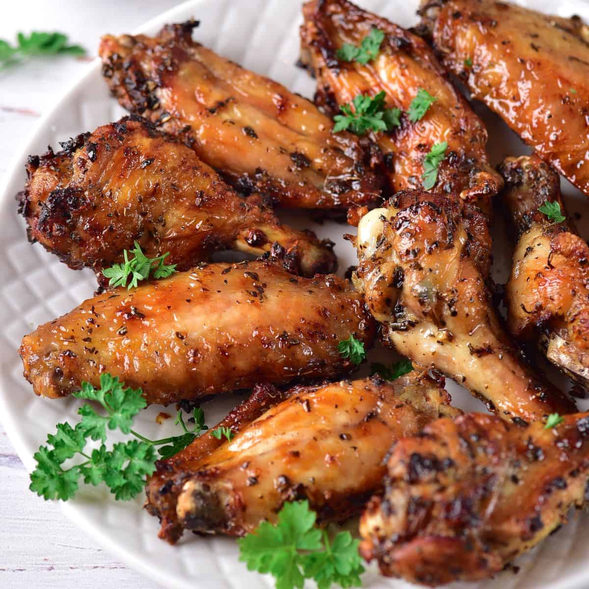 Garlic Chicken Wings w/ Apricot Balsamic Reduction