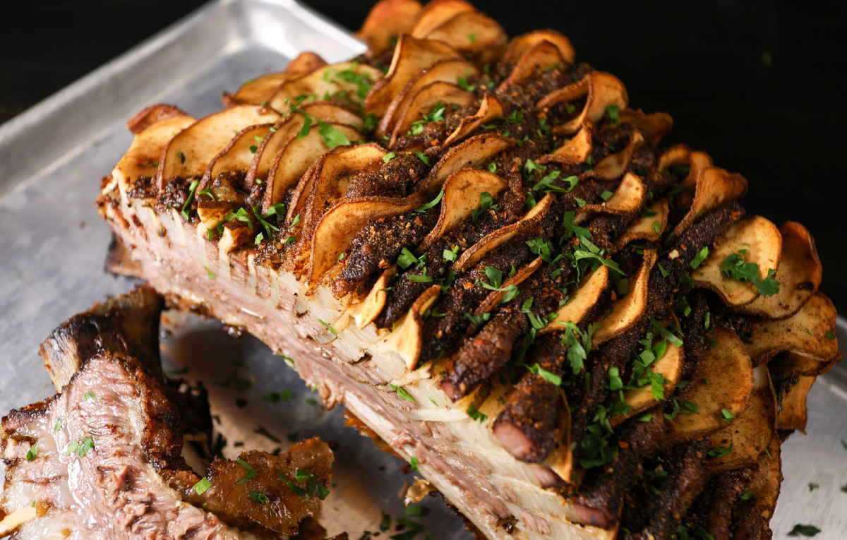 Prime Time Hasselback Dino Ribs