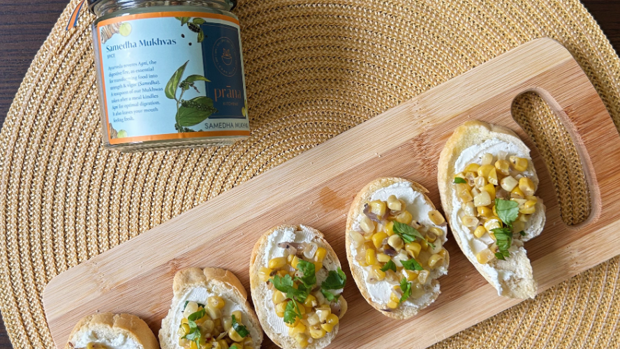 Image of Fresh Corn Crostini with Samedha Mukhvas