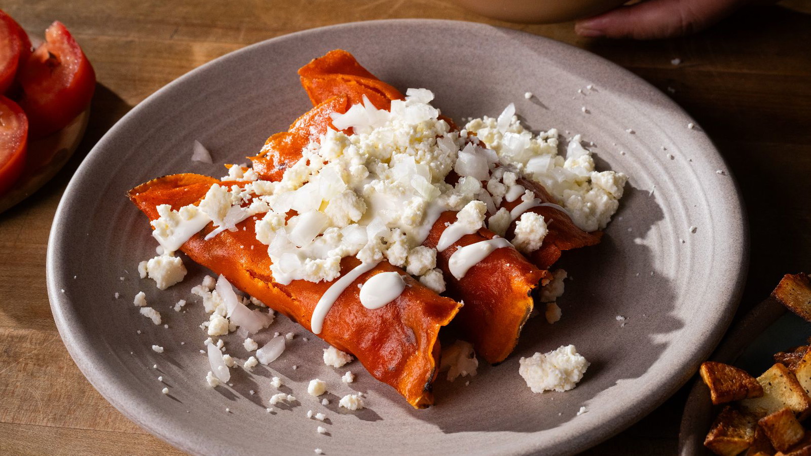 Image of Enchiladas Rojas Estilo Monterrey (Cheese & Red Chile Enchiladas)