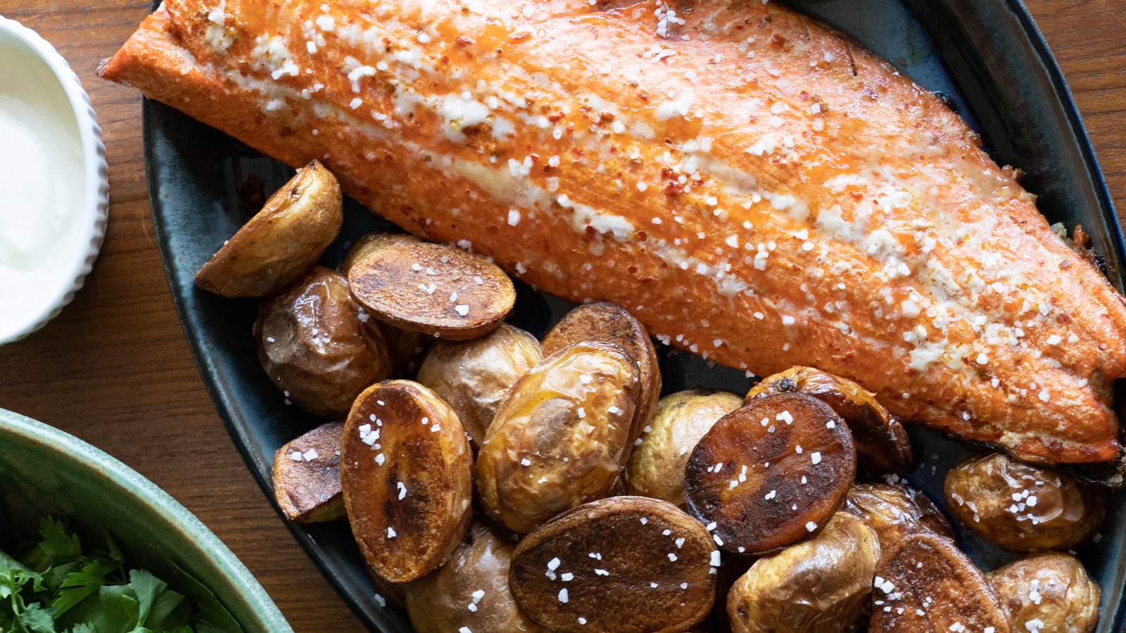 Image of Roasted Harissa Salmon with Potatoes, Garlic Aioli and Crunchy Salt