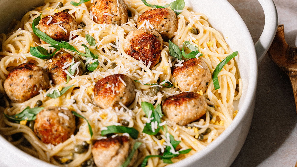 Image of Chicken Piccata Meatballs and Pasta