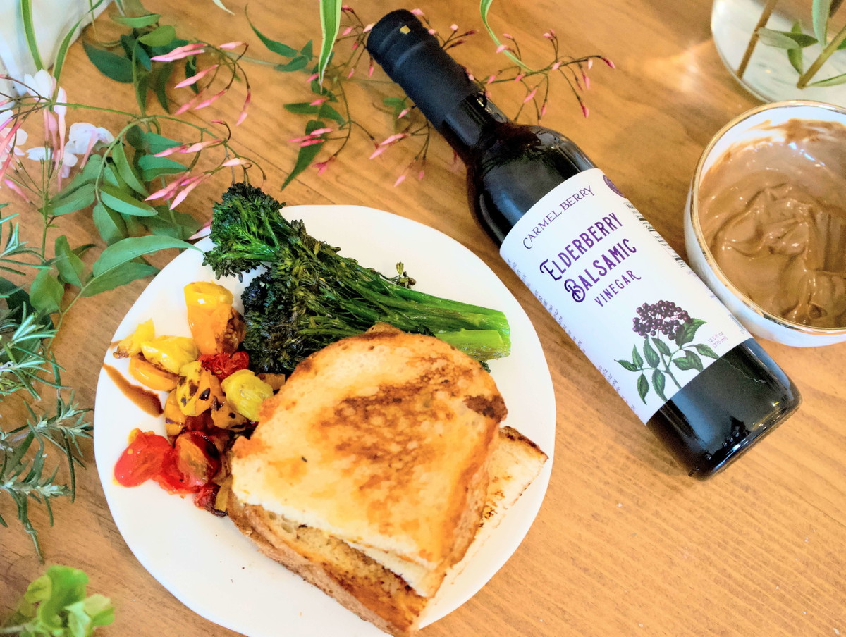 Deluxe Grilled Cheese with Elderberry Balsamic Glaze & Dip