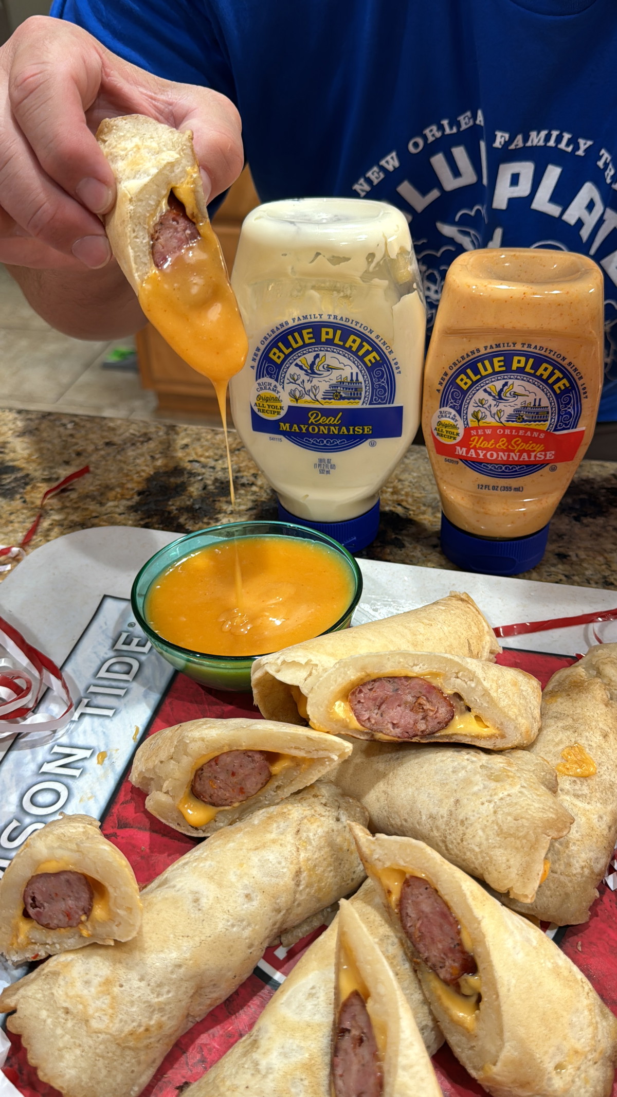 Cheesy Smoked Sausage Pancake Pigs in a Blanket!
