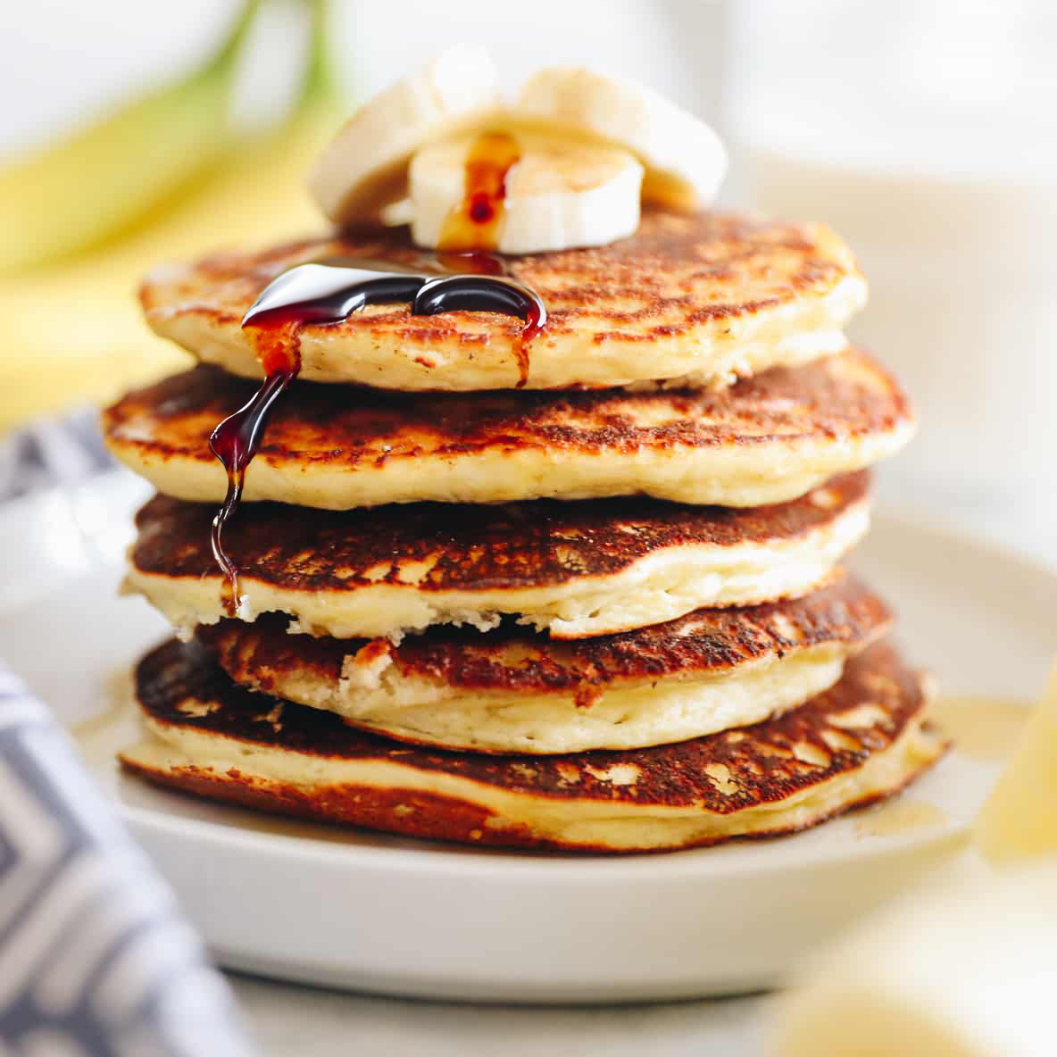 Banana Protein Pancakes with Dark Chocolate Balsamic