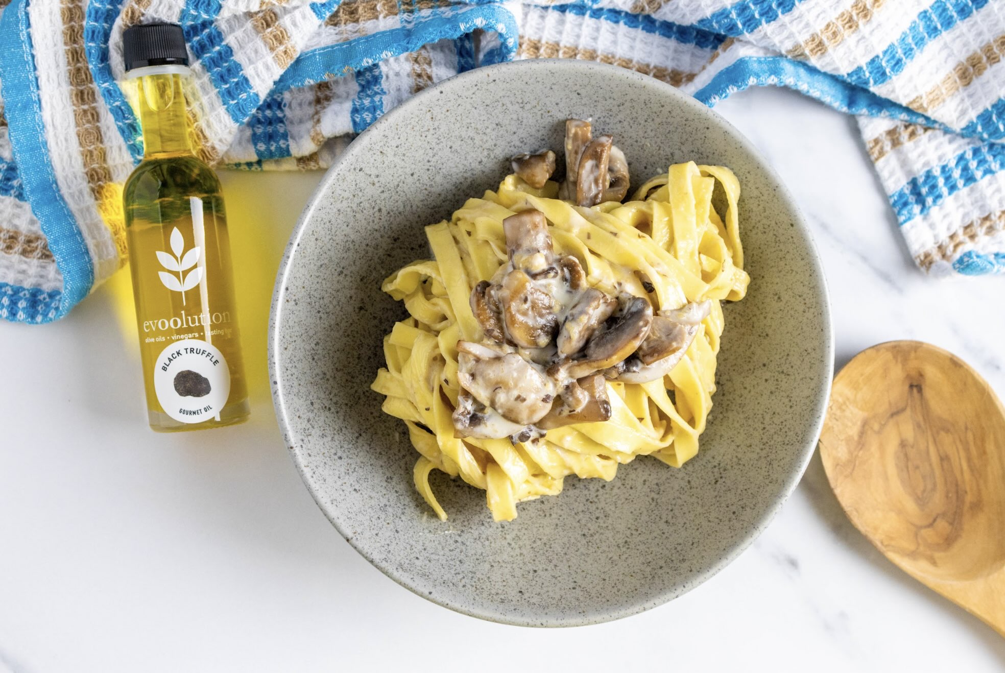 Image of Black Truffle Olive Oil & Mushroom Fettuccini