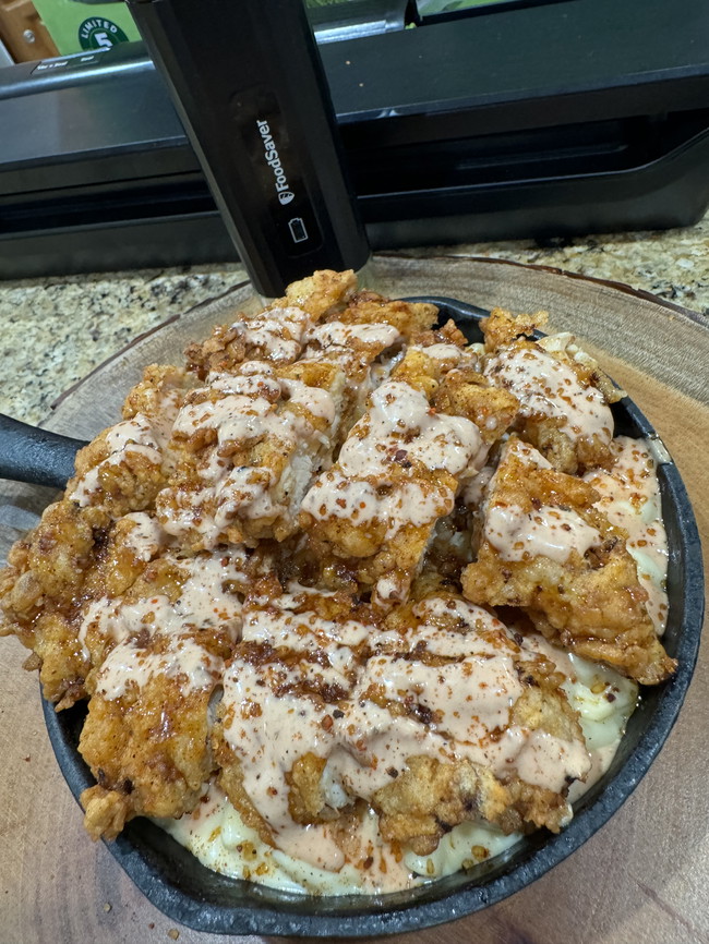 Image of Hot Honey Fried Chicken Tenders with Creamy Mac N Cheese!