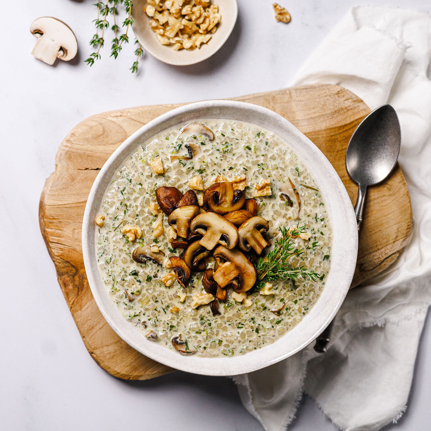 Low Carb Pilz-Risotto mit feinem Spinat – Shileo