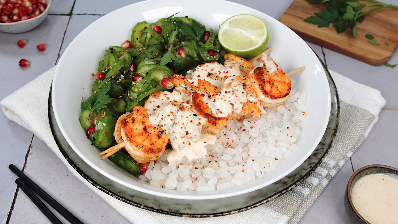 Image of Asiatischer Low Carb Gurkensalat mit Konjakreis