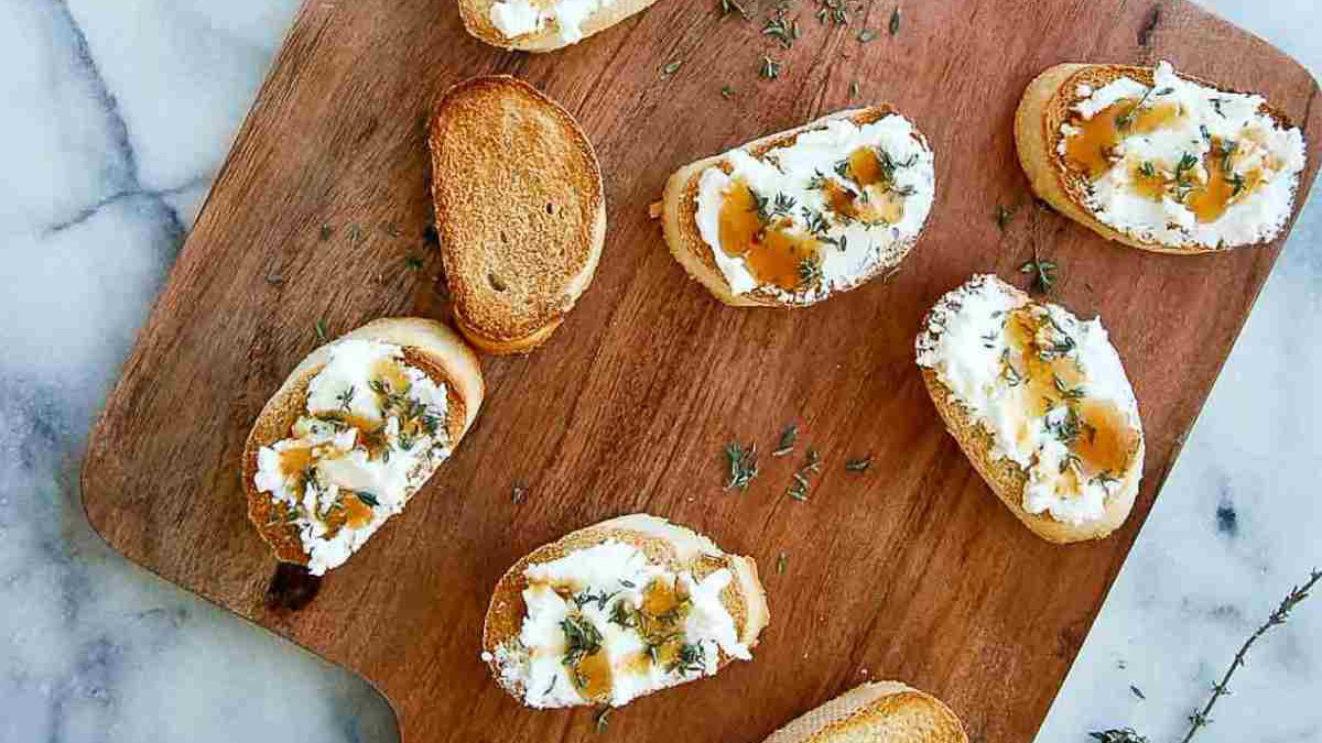 Image of Lavender Honey and Goat Cheese Crostini