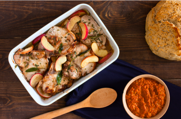 Image of Pork Chops with Apples & Spiced Butternut Squash Recipe